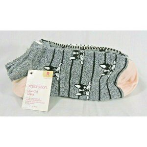 Xhilaration Women 6-pk Low Cut Socks Dog/Cat Stripes Dots Sz 4-10 Grey/Peach NWT